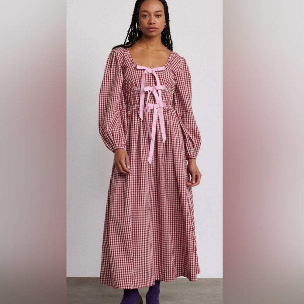 Damson Madder Gingham Bow Dress